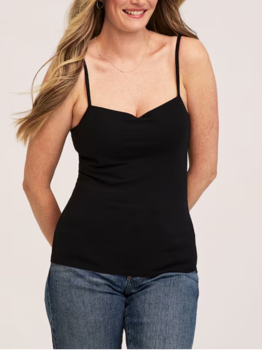 Black Slim Cami Tank Top - built in bra